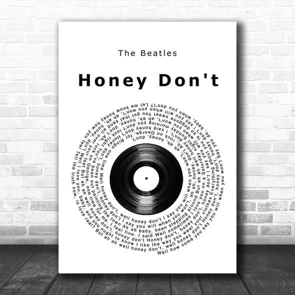 The Beatles Honey Don't Vinyl Record Song Lyric Music Poster Print