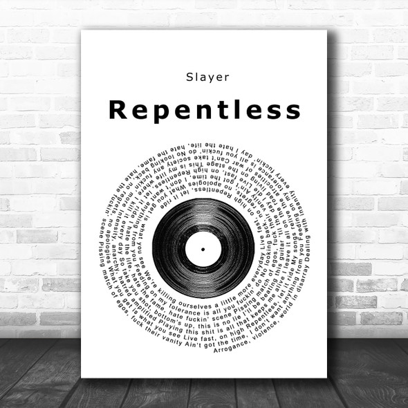 Slayer Repentless Vinyl Record Song Lyric Music Poster Print