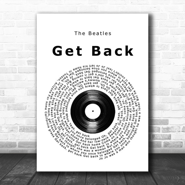 The Beatles Get Back Vinyl Record Song Lyric Music Poster Print