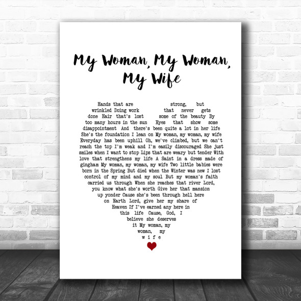 Dean Martin My Woman, My Woman, My Wife White Heart Song Lyric Music Poster Print