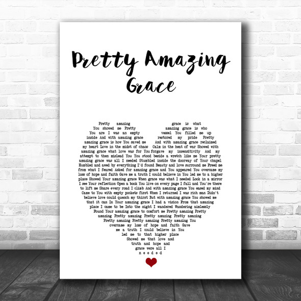Neil Diamond Pretty Amazing Grace White Heart Song Lyric Music Poster Print