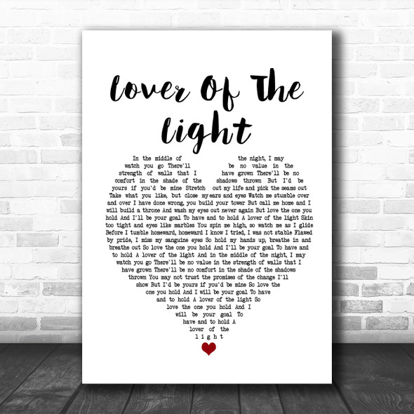 Mumford & Sons Lover Of The Light White Heart Song Lyric Music Poster Print