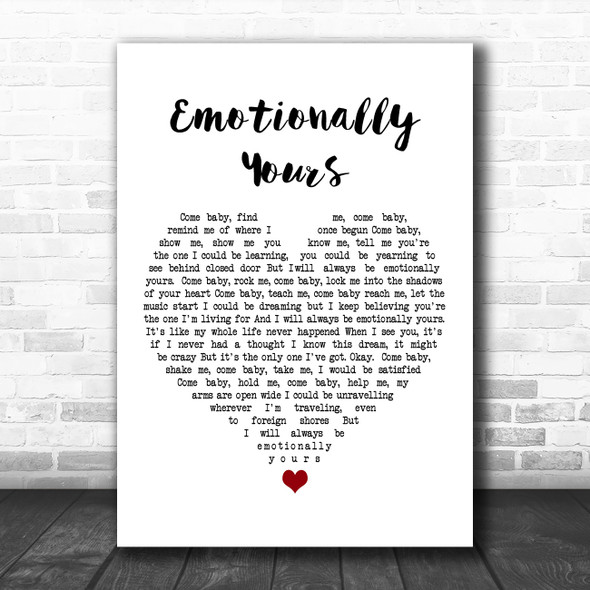 Bob Dylan Emotionally Yours White Heart Song Lyric Music Poster Print