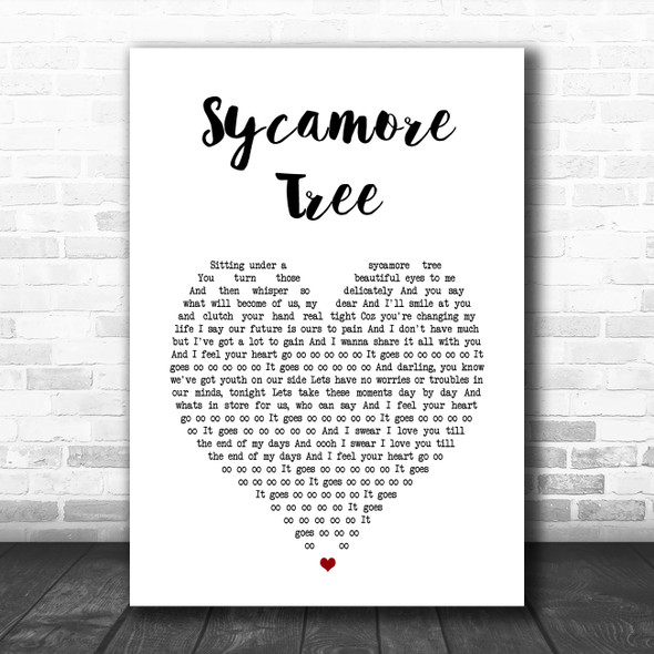 The Hunna Sycamore Tree White Heart Song Lyric Music Poster Print