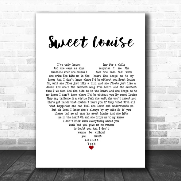 Passenger Sweet Louise White Heart Song Lyric Music Poster Print