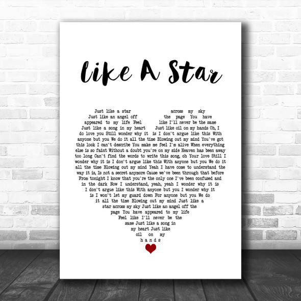 Corinne Bailey Rae Like A Star White Heart Song Lyric Music Poster Print