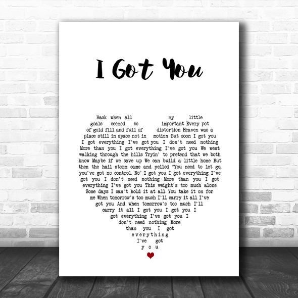 Jack Johnson I Got You White Heart Song Lyric Music Poster Print