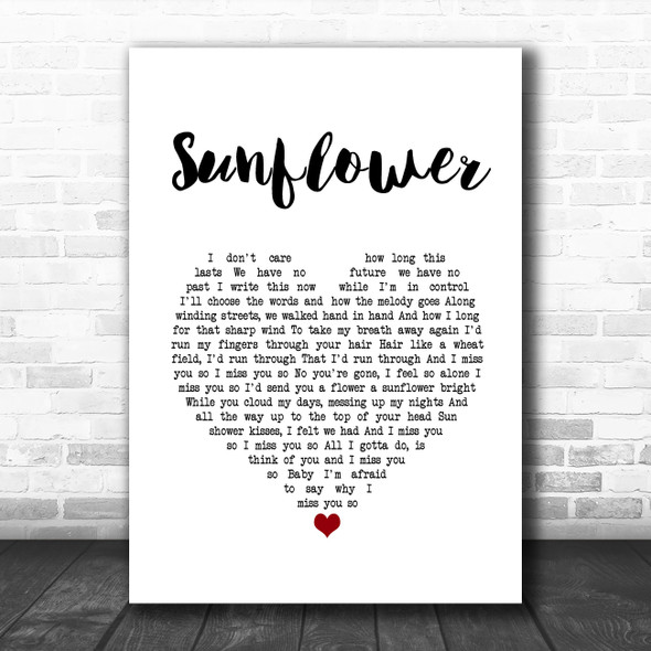 Paul Weller Sunflower White Heart Song Lyric Music Poster Print