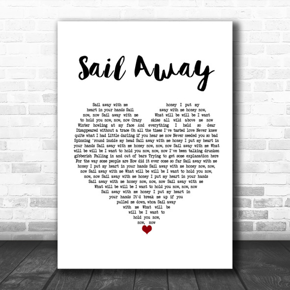 David Gray Sail Away White Heart Song Lyric Music Poster Print