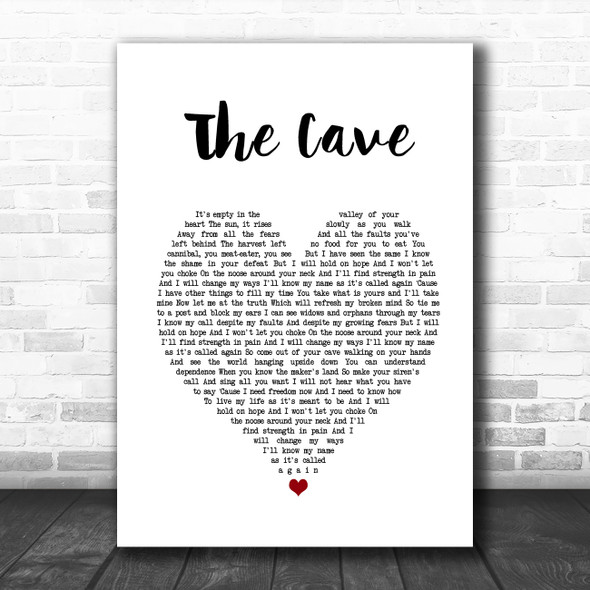 Mumford & Sons The Cave White Heart Song Lyric Music Poster Print