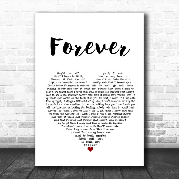 Lewis Capaldi Forever White Heart Song Lyric Music Poster Print