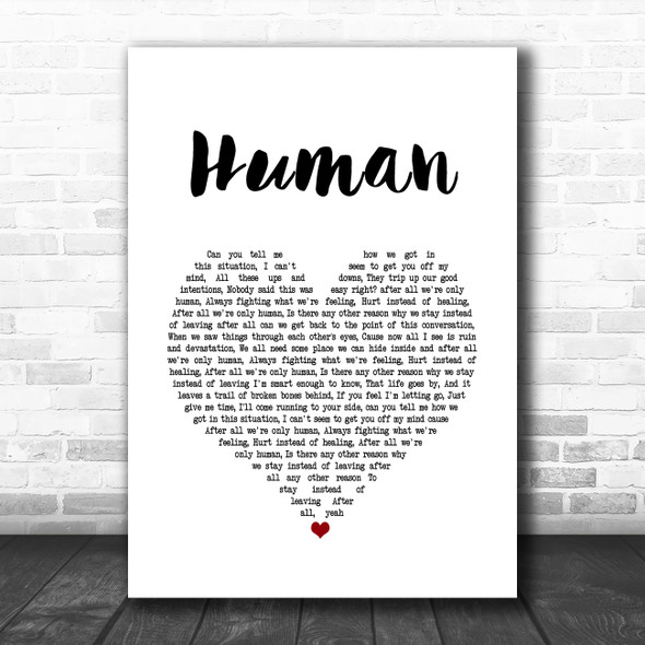 Jon McLaughlin Human White Heart Song Lyric Music Poster Print