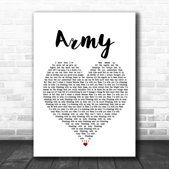 Ellie Goulding Army White Heart Song Lyric Music Poster Print