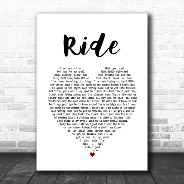 Lana Del Rey Ride White Heart Song Lyric Music Poster Print