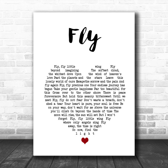 Céline dion Fly White Heart Song Lyric Music Poster Print