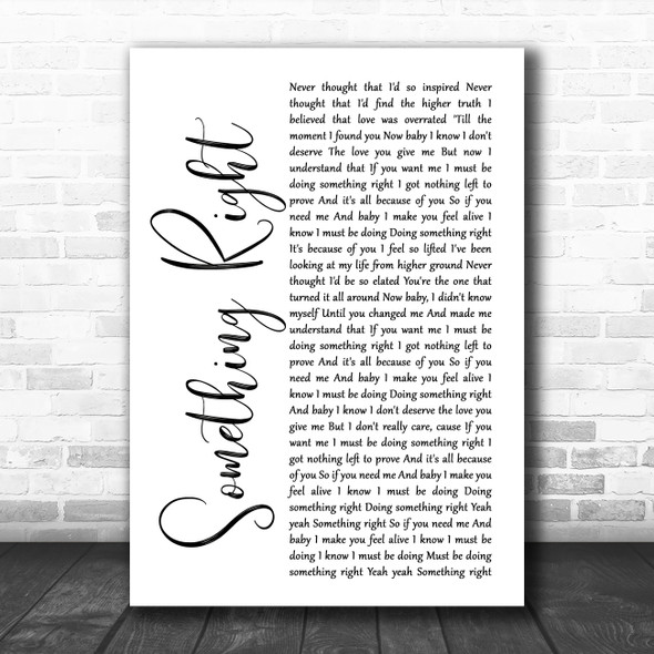 Westlife Something Right White Script Song Lyric Music Poster Print