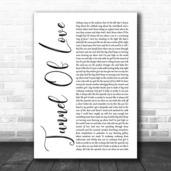 Dire Straits Tunnel Of Love White Script Song Lyric Music Poster Print