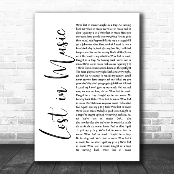 Sister Sledge Lost In Music White Script Song Lyric Music Poster Print