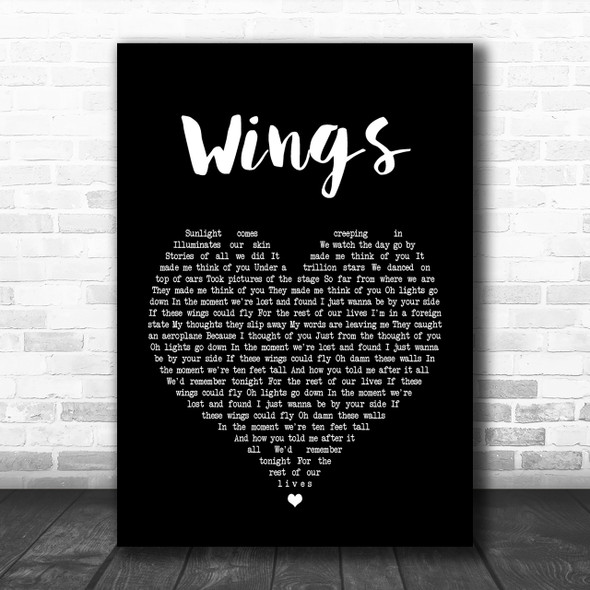 Birdy Wings Black Heart Song Lyric Music Wall Art Print