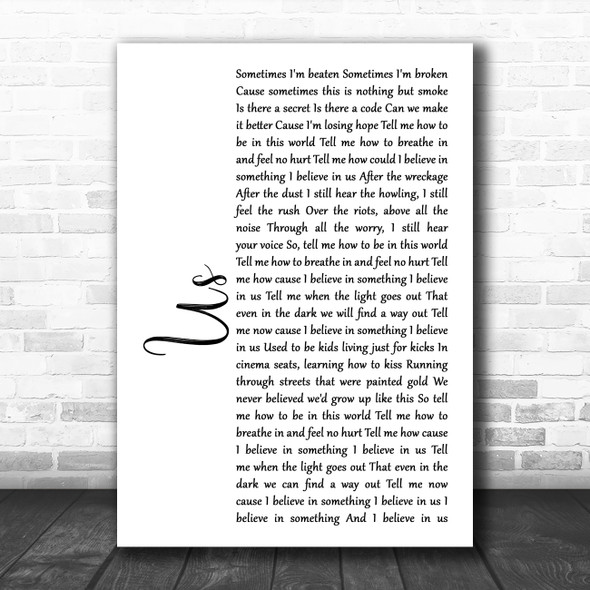 James Bay Us White Script Song Lyric Music Poster Print