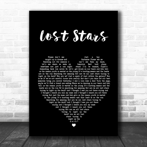 Adam Levine Lost Stars Black Heart Song Lyric Music Wall Art Print