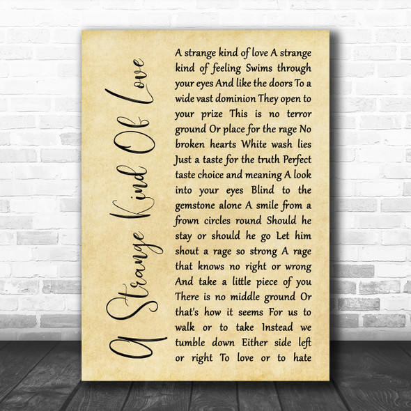 Peter Murphy A Strange Kind Of Love Rustic Script Song Lyric Music Poster Print