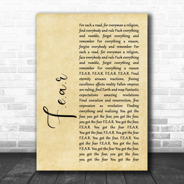 Ian Brown F.E.A.R Rustic Script Song Lyric Music Poster Print