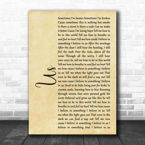 James Bay Us Rustic Script Song Lyric Music Poster Print