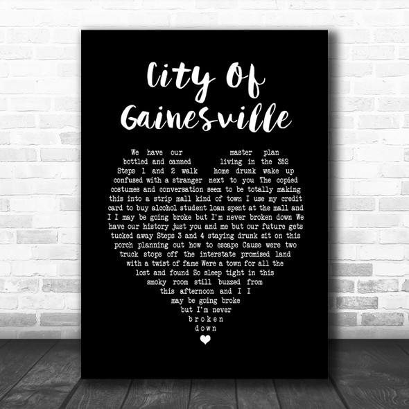 Less Than Jake City Of Gainesville Black Heart Song Lyric Print