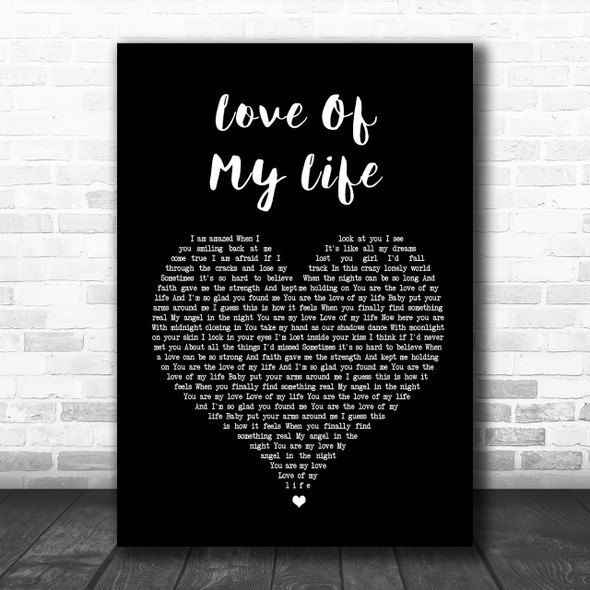 Jim Brickman Love Of My Life Black Heart Song Lyric Music Wall Art Print