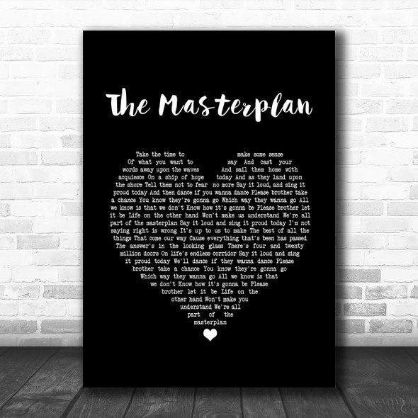 Oasis The Masterplan Black Heart Song Lyric Print