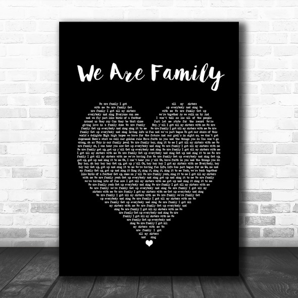 Sister Sledge We Are Family Black Heart Song Lyric Print