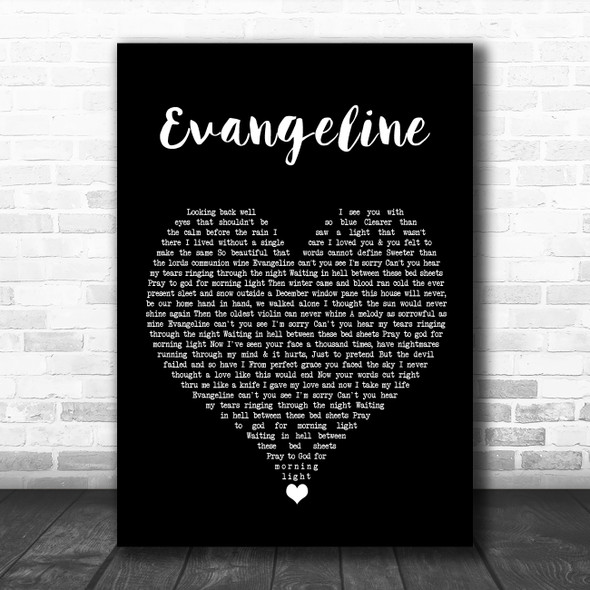 Turnpike Troubadours Evangeline Black Heart Song Lyric Print