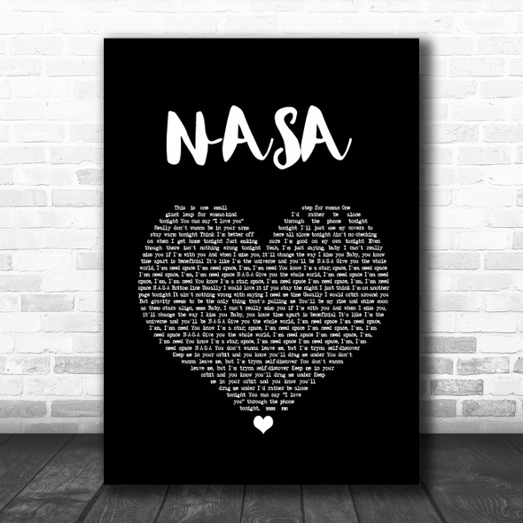 Ariana Grande NASA Black Heart Song Lyric Print