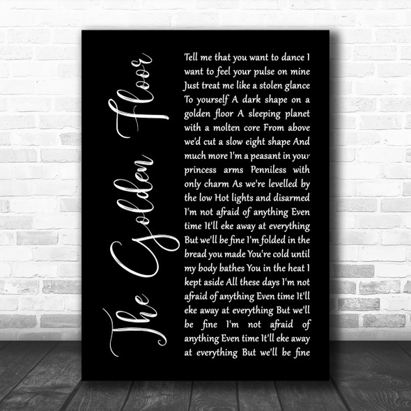 Snow Patrol The Golden Floor Black Script Song Lyric Print