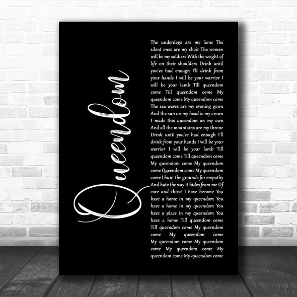 AURORA Queendom Black Script Song Lyric Print