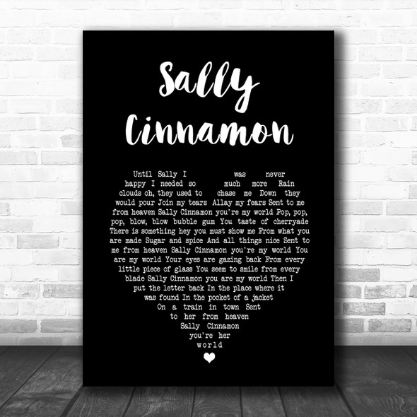 The Stone Roses Sally Cinnamon Black Heart Song Lyric Music Wall Art Print