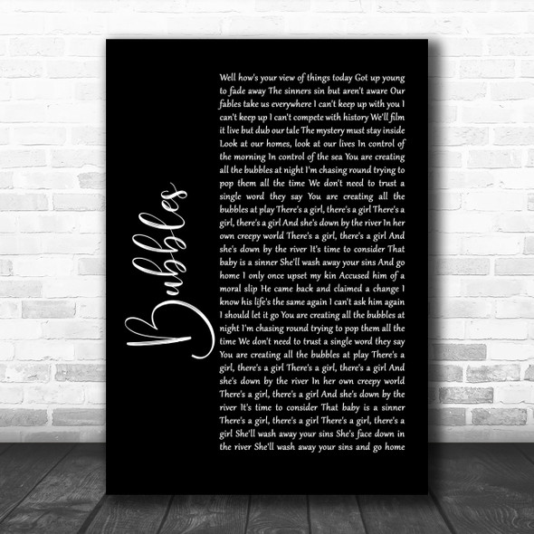 Biffy Clyro Bubbles Black Script Song Lyric Music Wall Art Print