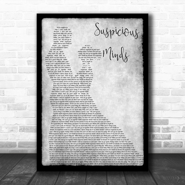 Elvis Presley Suspicious Minds Man Lady Dancing Grey Song Lyric Quote Print