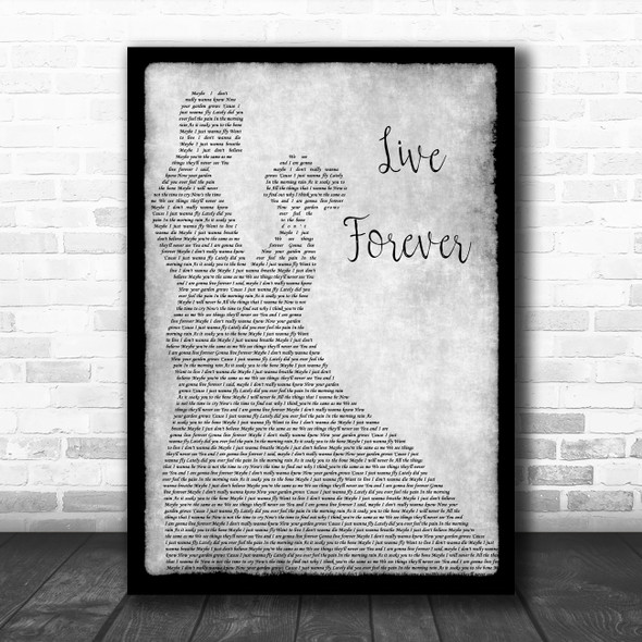 Oasis Live Forever Grey Song Lyric Man Lady Dancing Quote Print