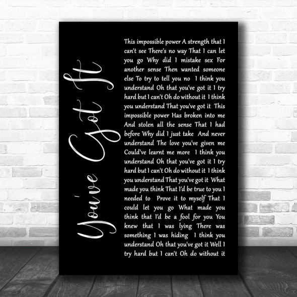 Simply Red You've Got It Black Script Song Lyric Music Wall Art Print