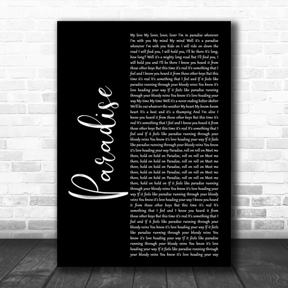 George Ezra Paradise Black Script Song Lyric Music Wall Art Print