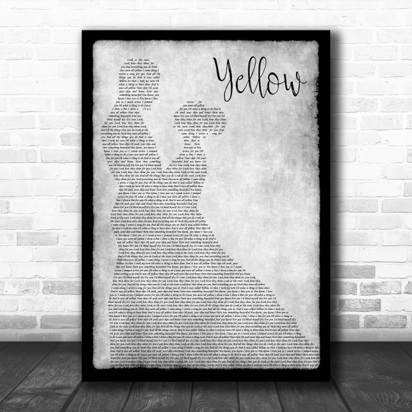 Coldplay Yellow Grey Man Lady Dancing Song Lyric Print