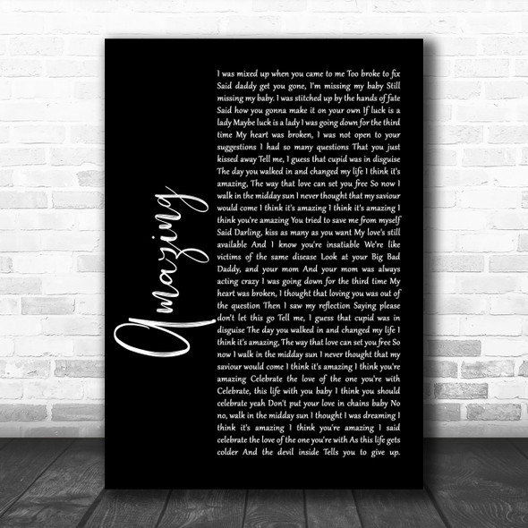 George Michael Amazing Black Script Song Lyric Music Wall Art Print