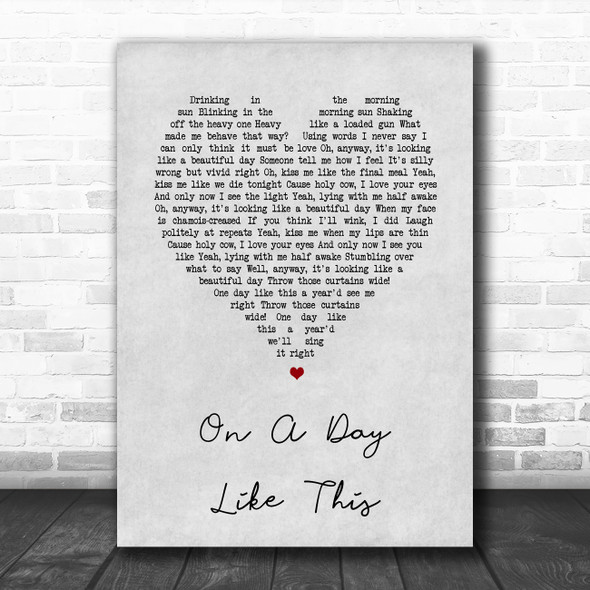 Elbow On A Day Like This Grey Heart Song Lyric Print