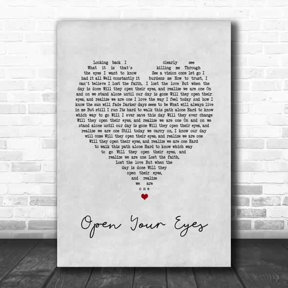 Alter Bridge Open Your Eyes Grey Heart Song Lyric Print