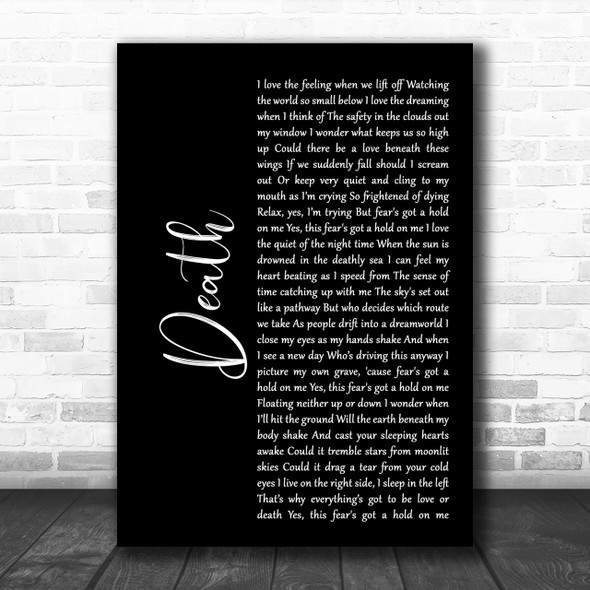 White Lies Death Black Script Song Lyric Music Wall Art Print