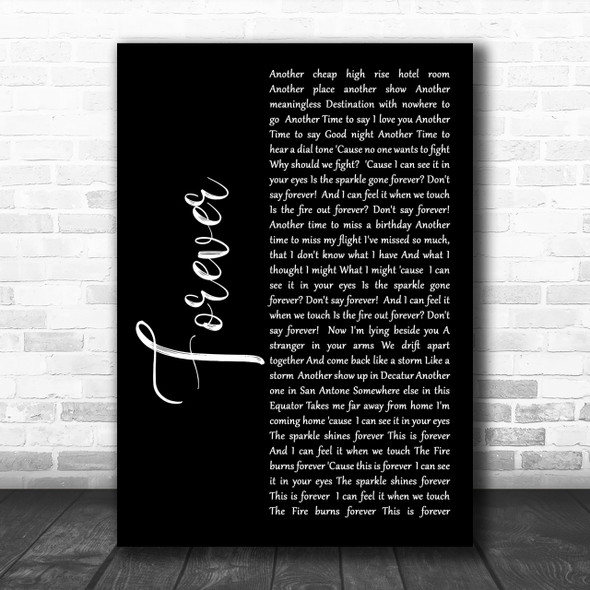 Aaron Lewis Forever Black Script Song Lyric Music Wall Art Print