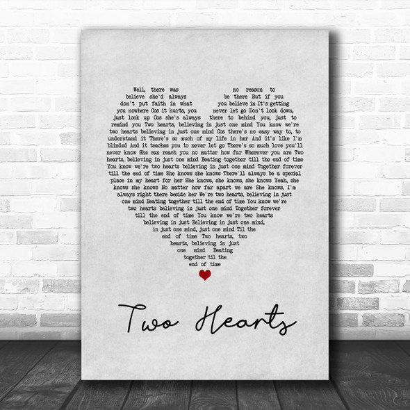 Phil Collins Two Hearts Grey Heart Song Lyric Print