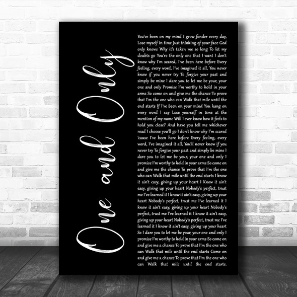 Adele One And Only Black Script Song Lyric Music Wall Art Print